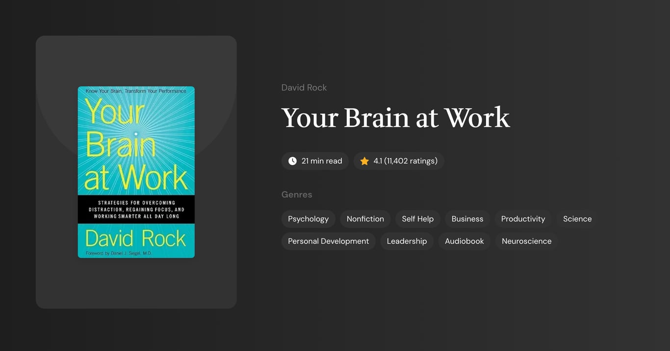 Your Brain at Work Book Summary