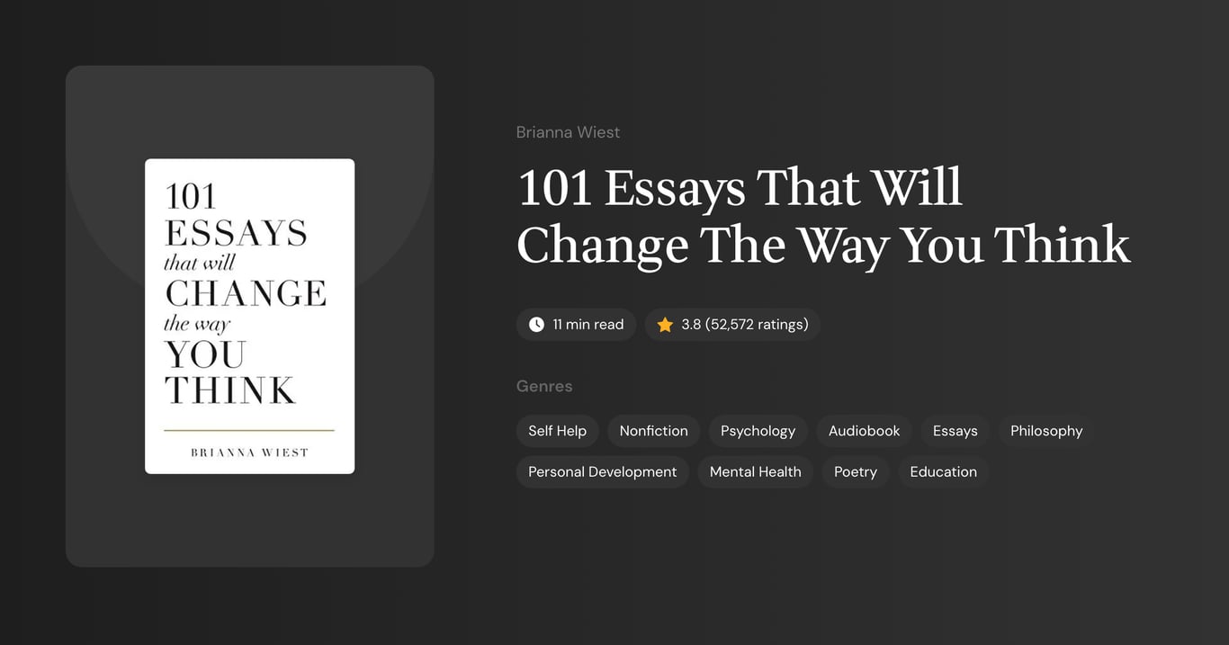 101 Essays That Will Change The Way You Think Book Summary