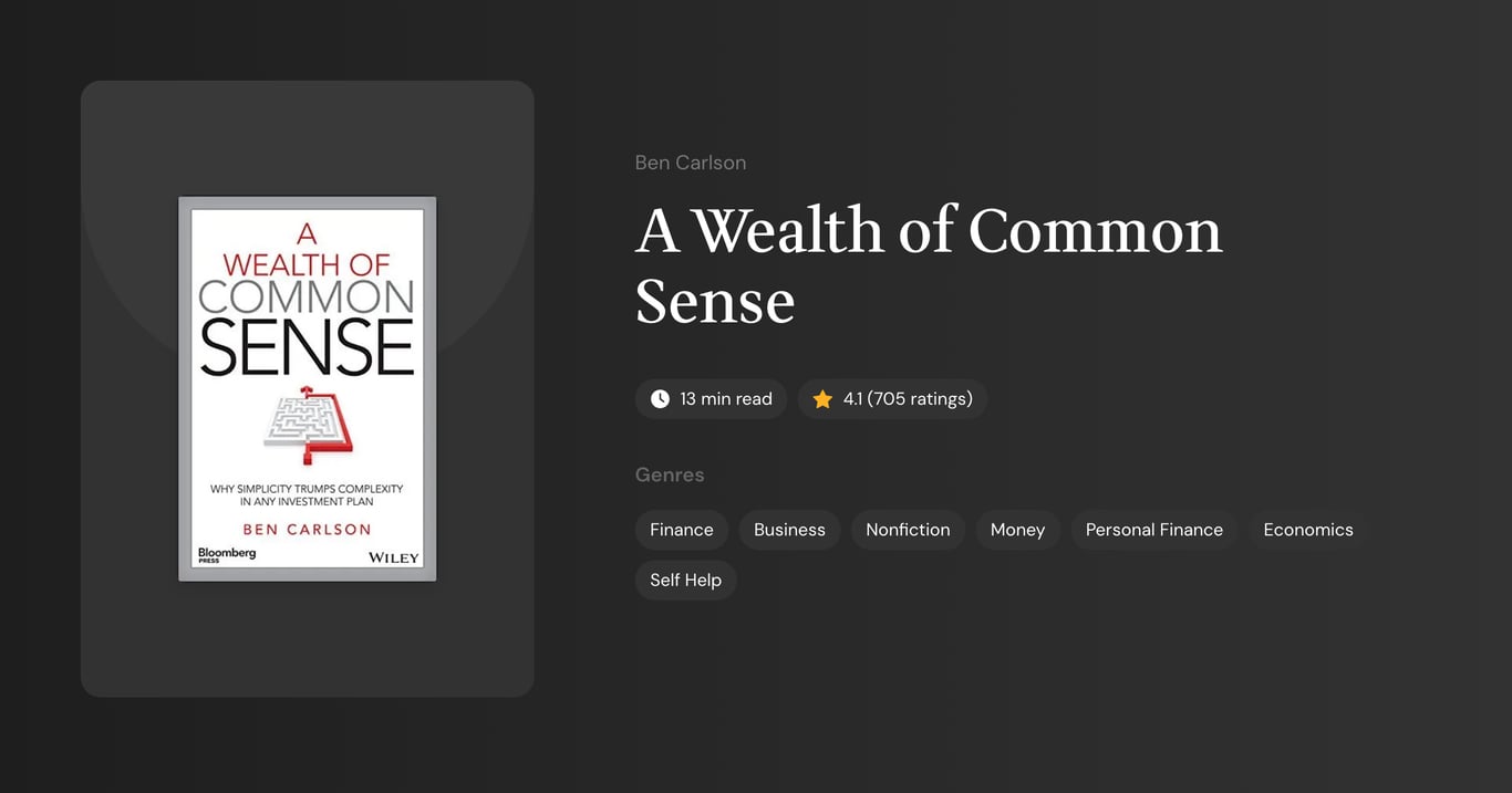 A Wealth of Common Sense Book Summary