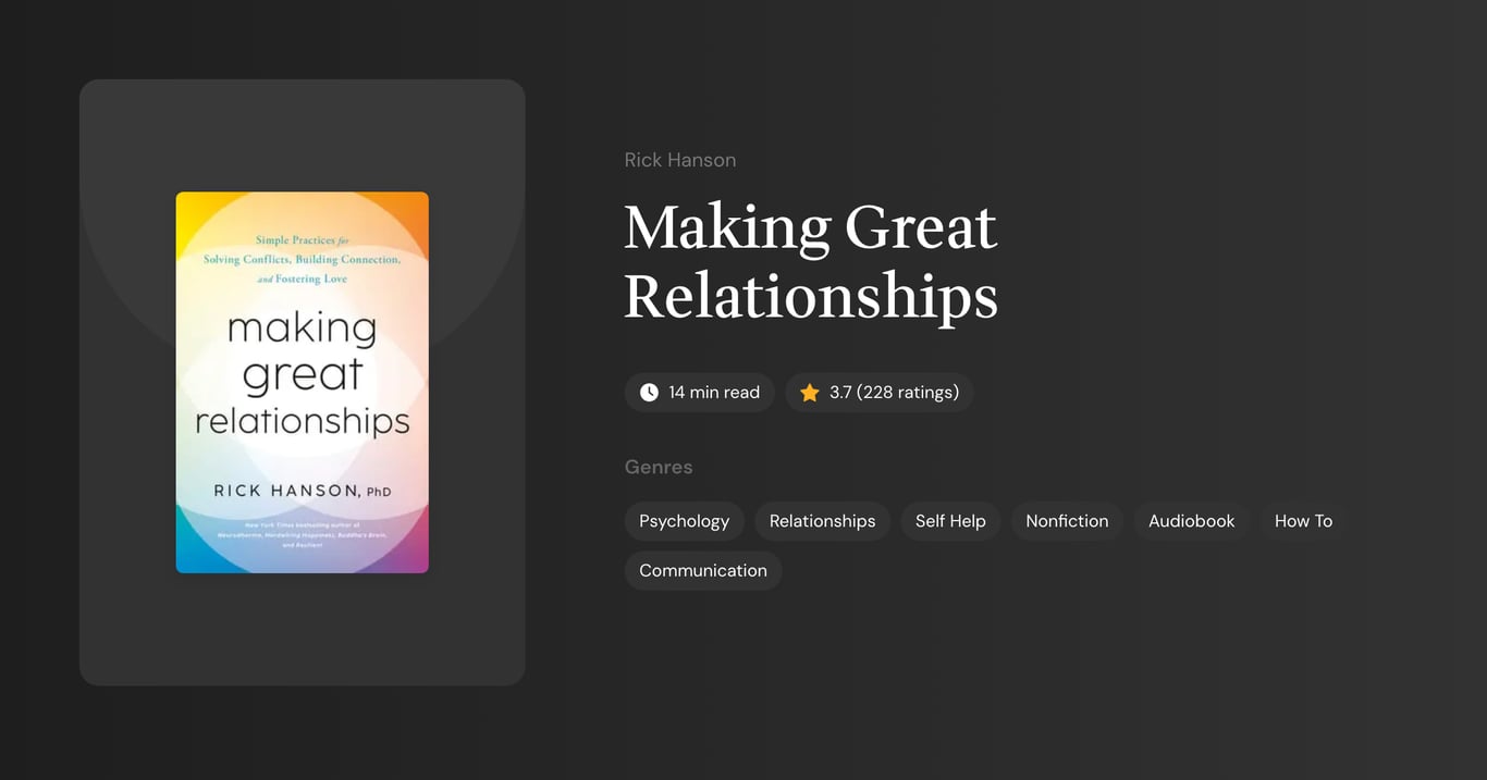 Making Great Relationships Book Summary