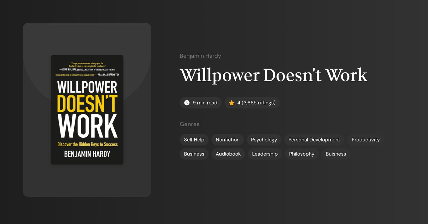 Willpower Doesn't Work Book Summary