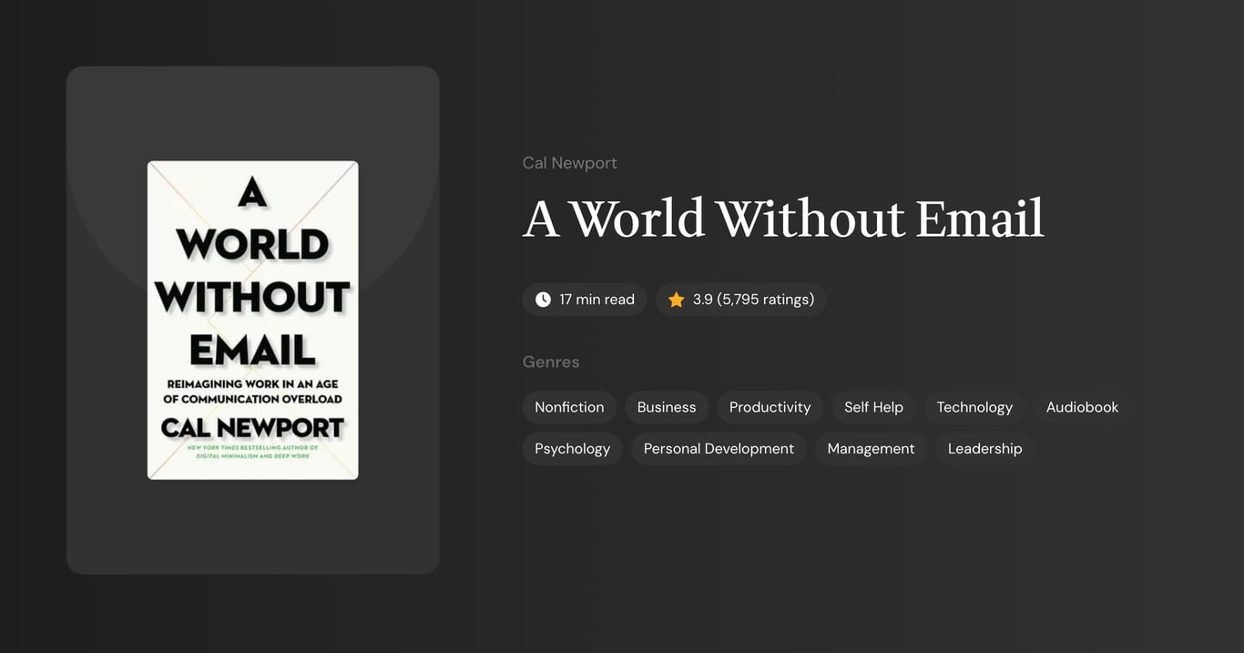 A World Without Email Book Summary