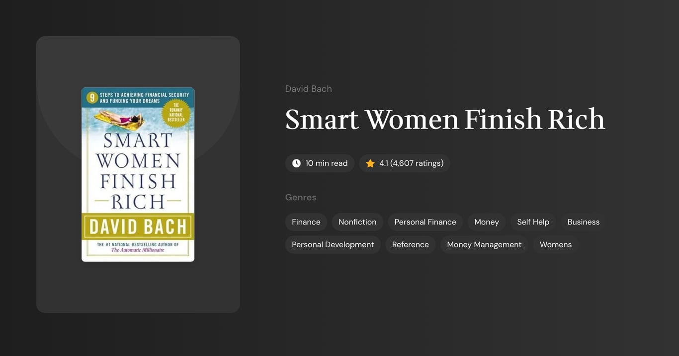 Book summary cover of Smart Women Finish Rich with emphasis on strategic wealth building