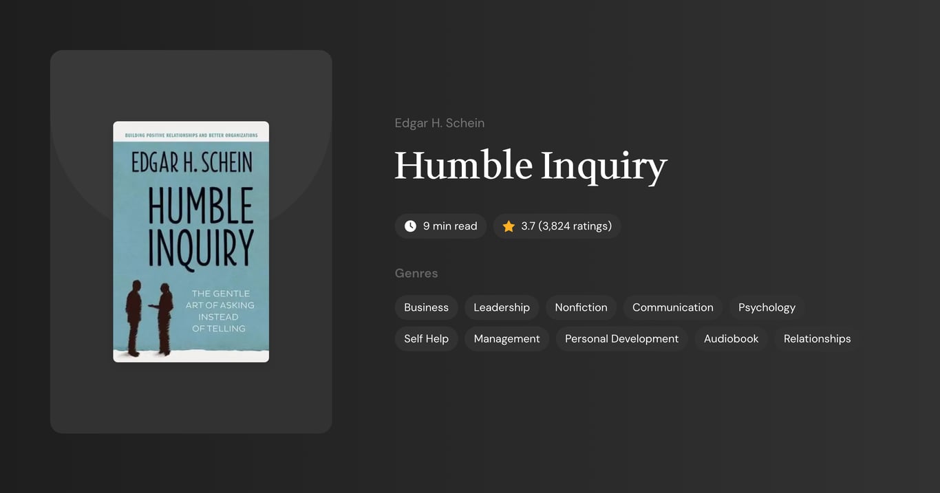 Humble Inquiry Book Summary