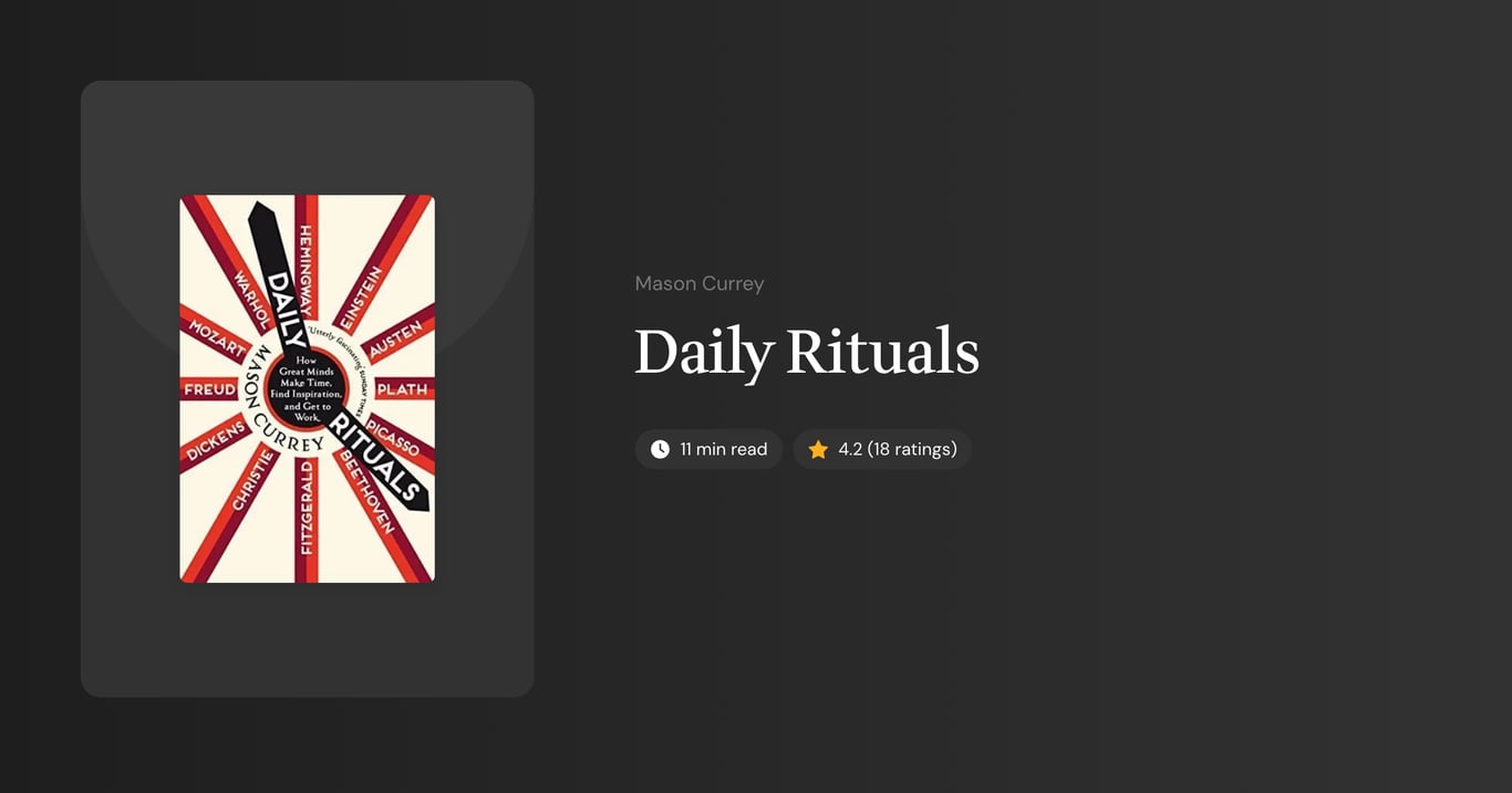 Daily Rituals Book Summary