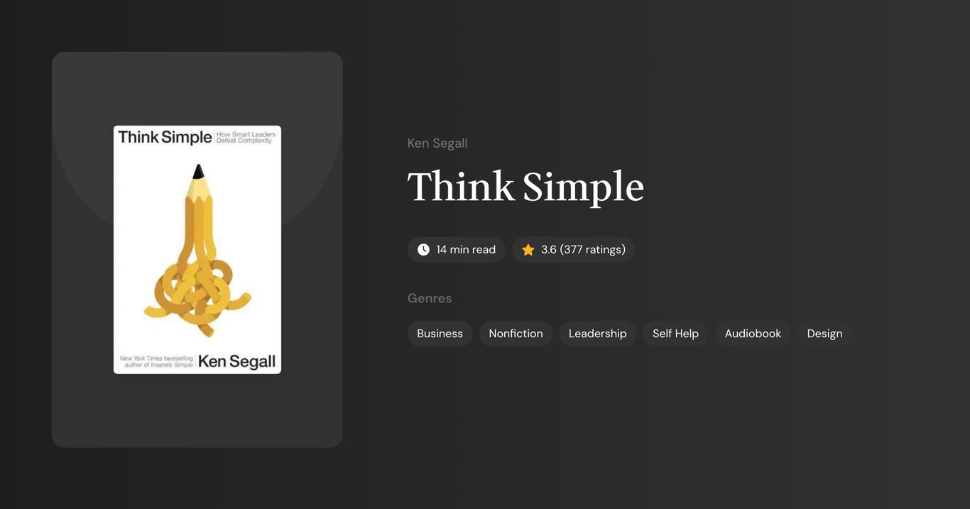 Think Simple Book Summary