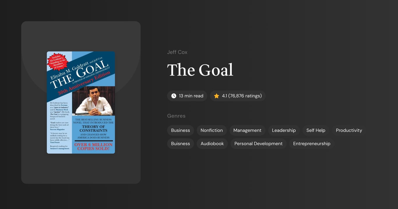 The Goal Book Summary