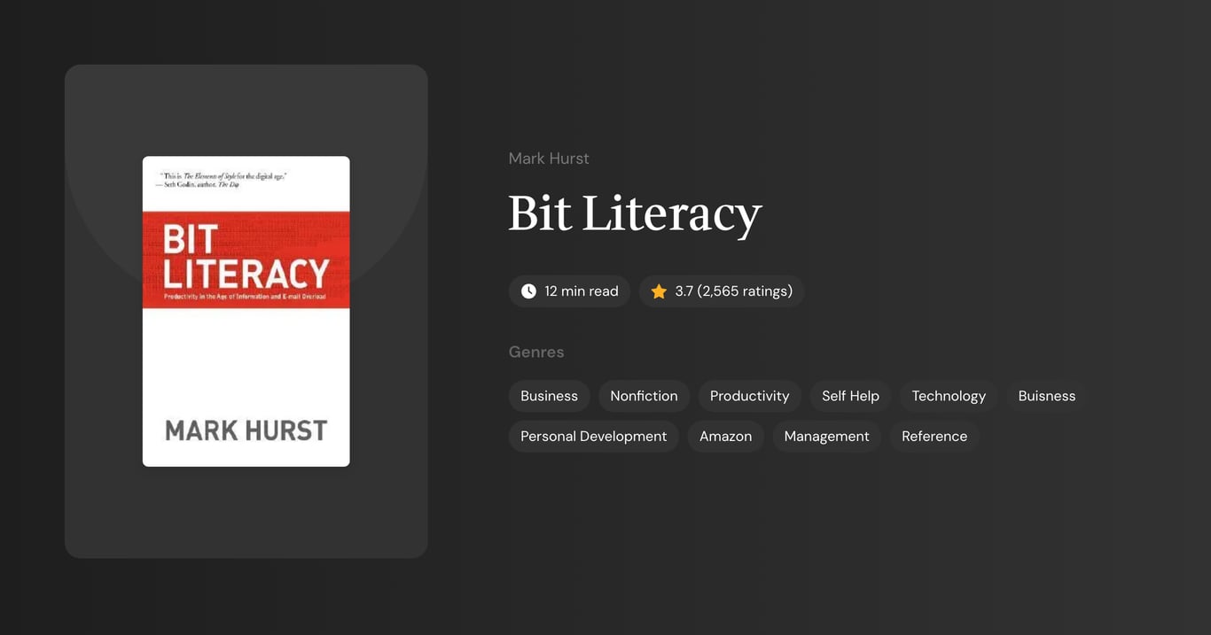 Bit Literacy Book Summary