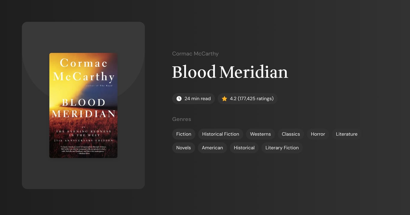 Blood Meridian Book Summary