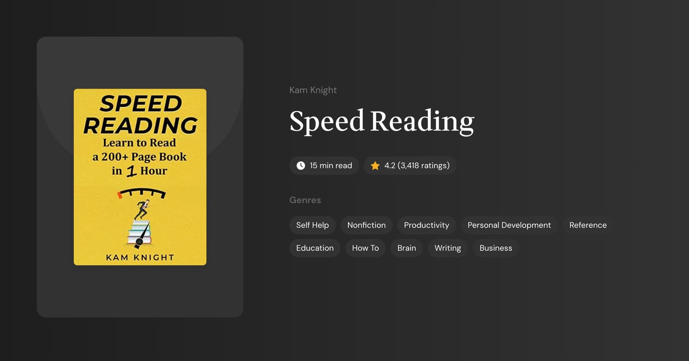 Speed Reading Book Summary