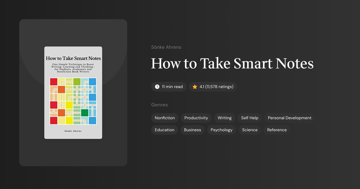 How to Take Smart Notes Book Summary