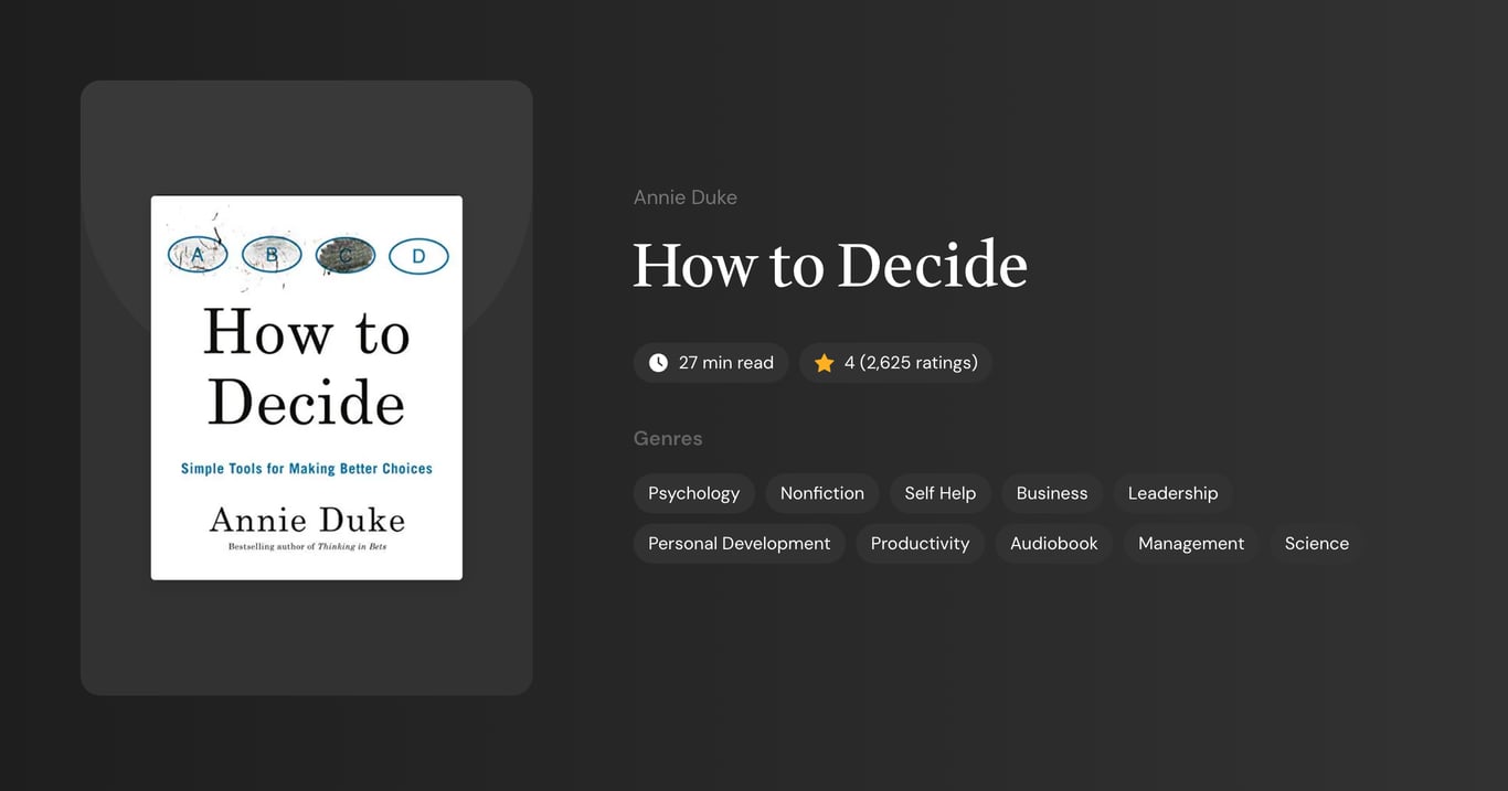 How to Decide Book Summary