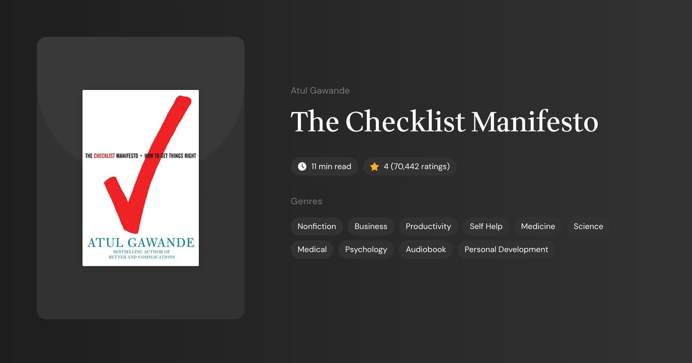 The Checklist Manifesto Book Summary