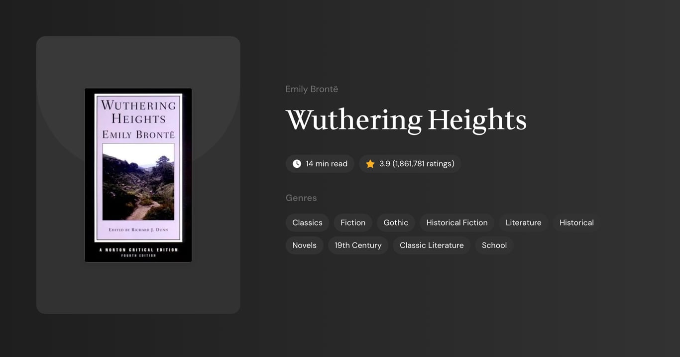 Wuthering Heights Book Summary
