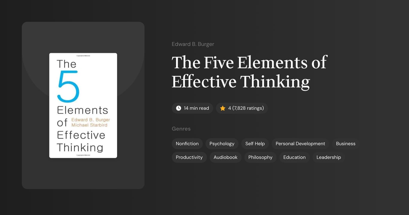 The Five Elements of Effective Thinking Book Summary