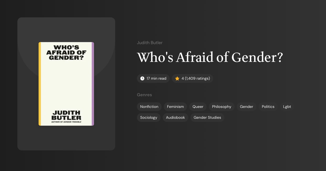 Who's Afraid of Gender? Book Summary