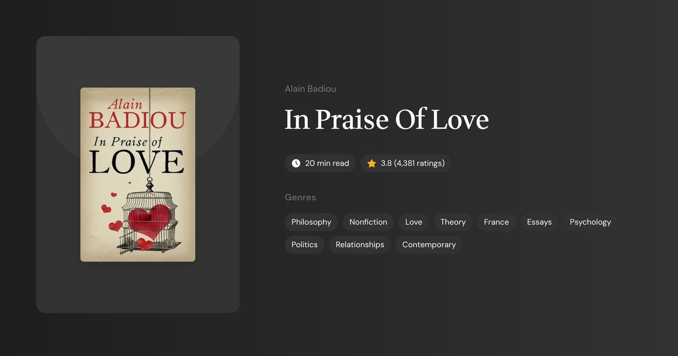 In Praise Of Love Book Summary