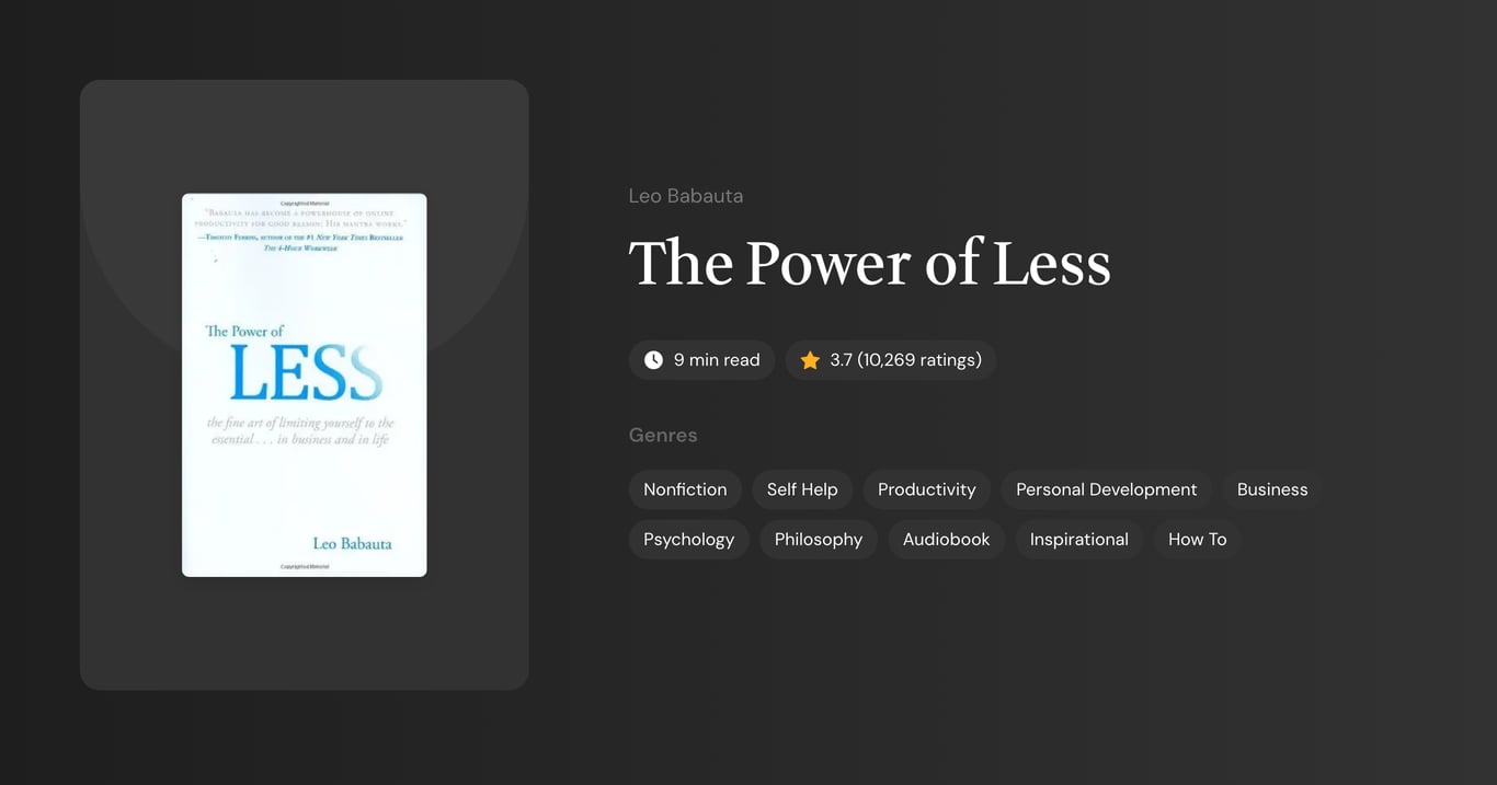 The Power of Less Book Summary