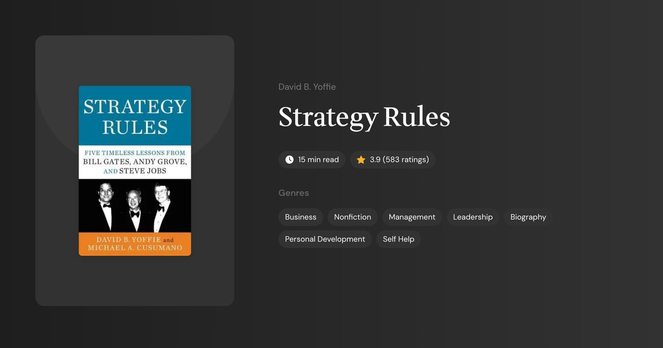 Strategy Rules Book Summary