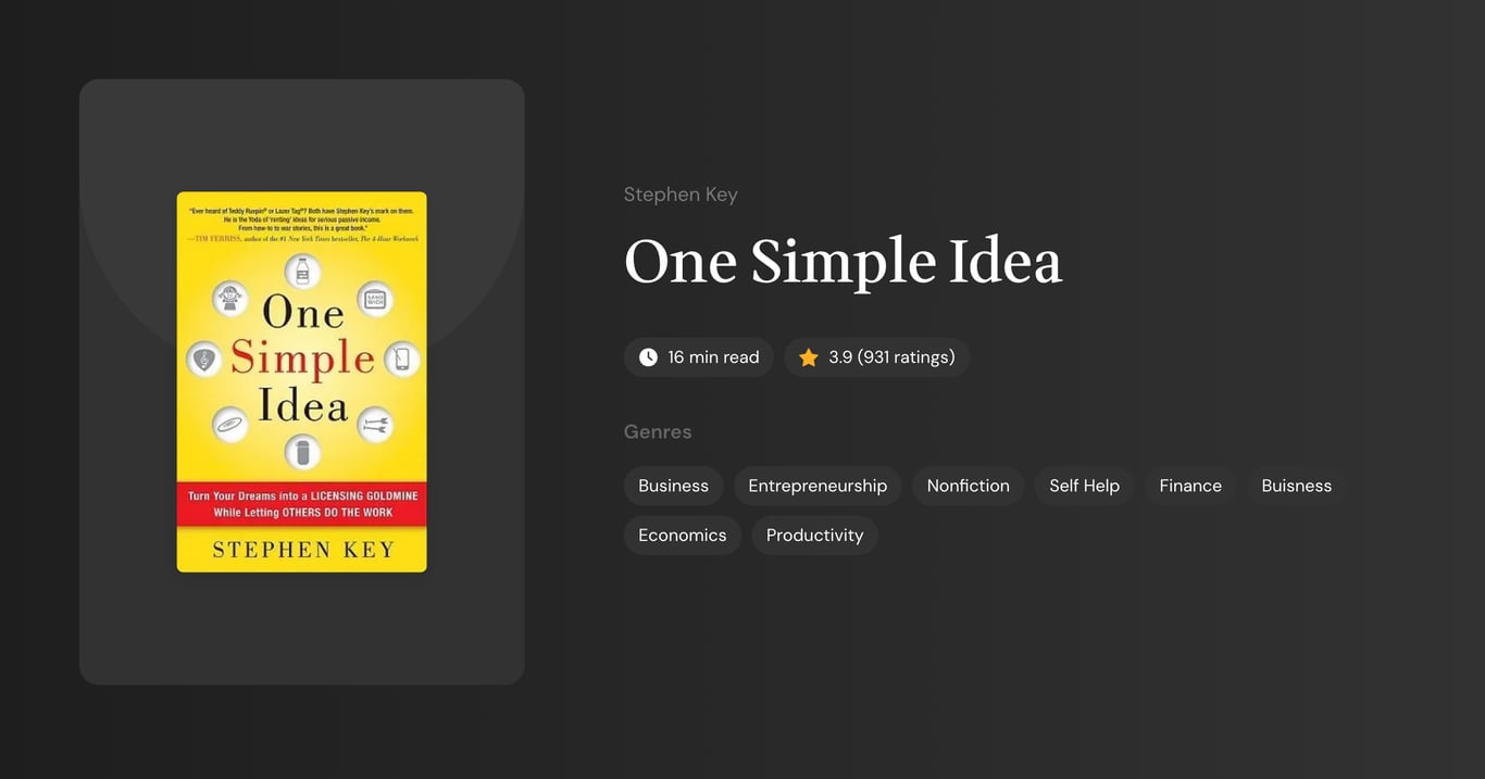 One Simple Idea Book Summary