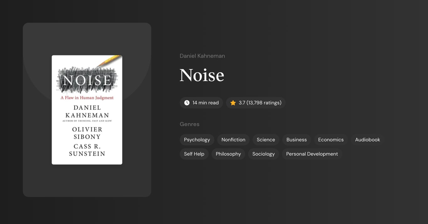 Noise Book Summary