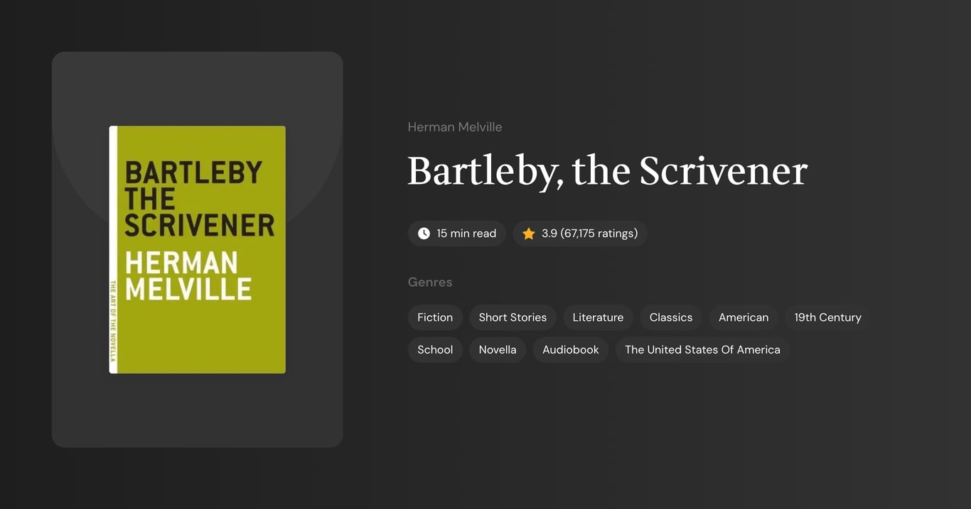 Bartleby, the Scrivener Book Summary