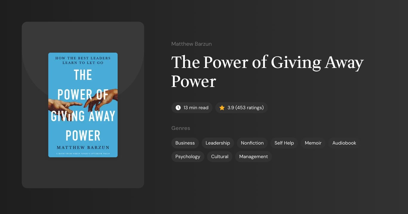 The Power of Giving Away Power Book Summary