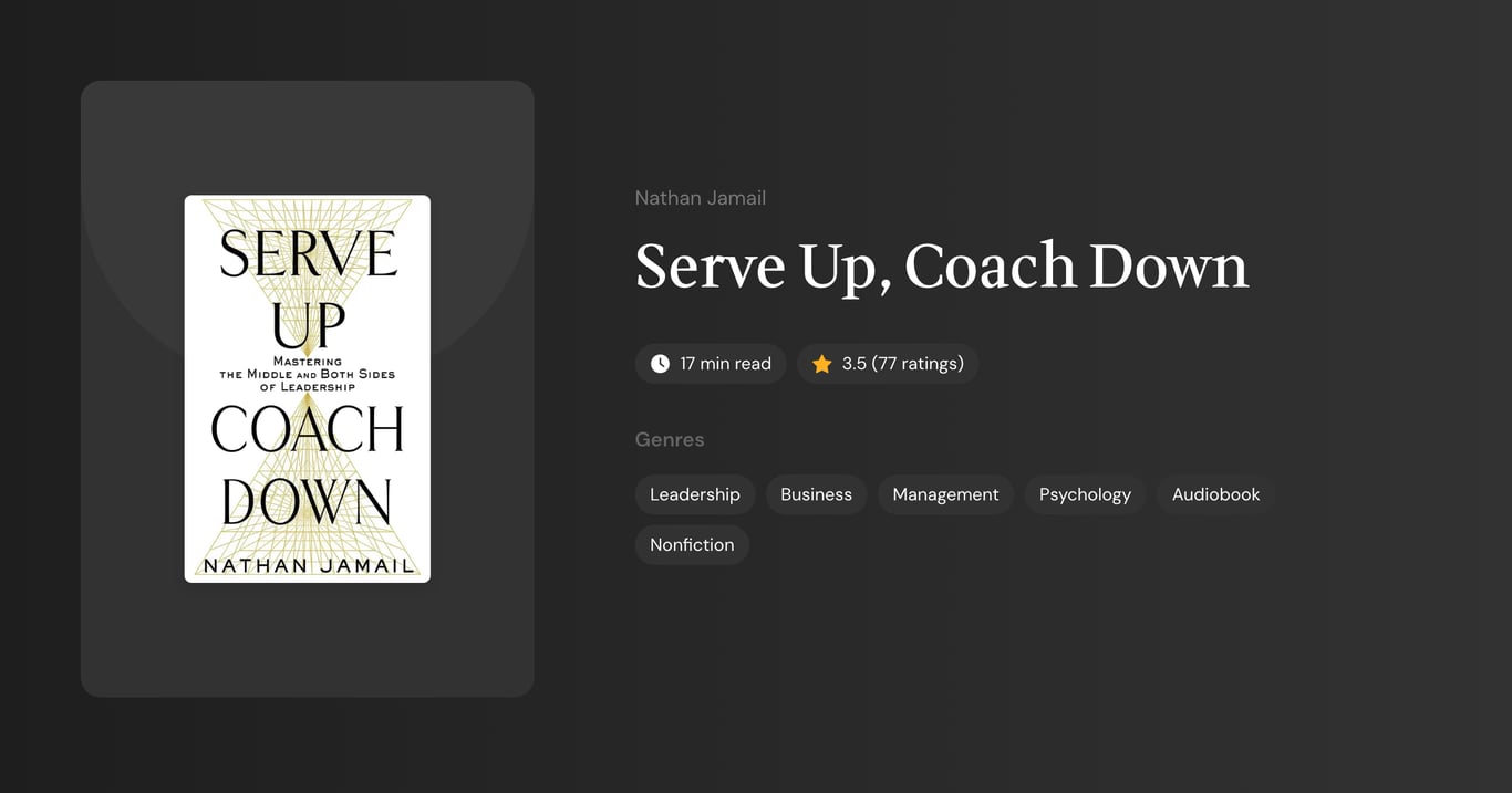 Serve Up, Coach Down Book Summary